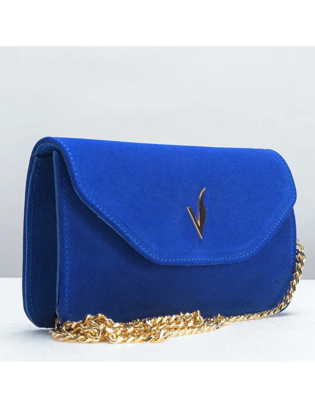 Geanta pentru telefon,piele naturala, SOFIA, flap, albastru