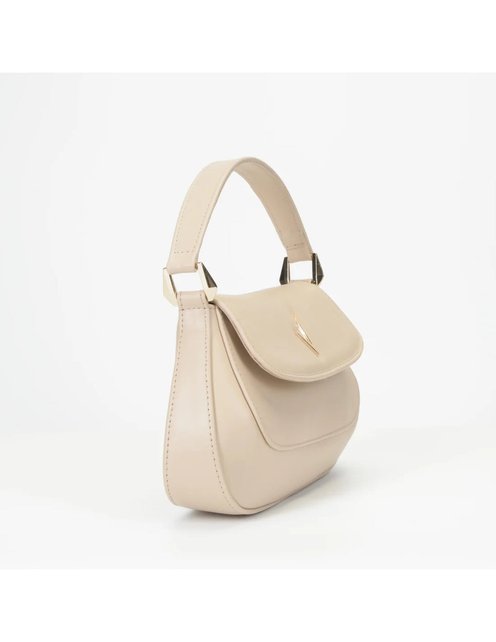 Geanta de mana/ crossbody, din piele naturala, mini SiSi, crem