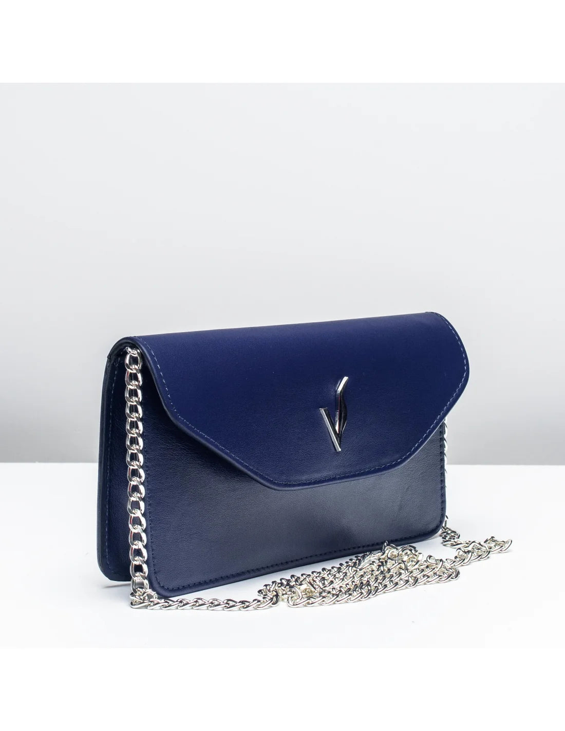 Geanta pentru telefon,piele naturala, SOFIA, flap, bleumarin