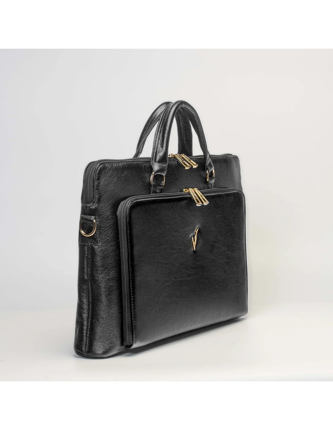 Geanta de laptop din piele naturala, pentru femei, servieta, neagra