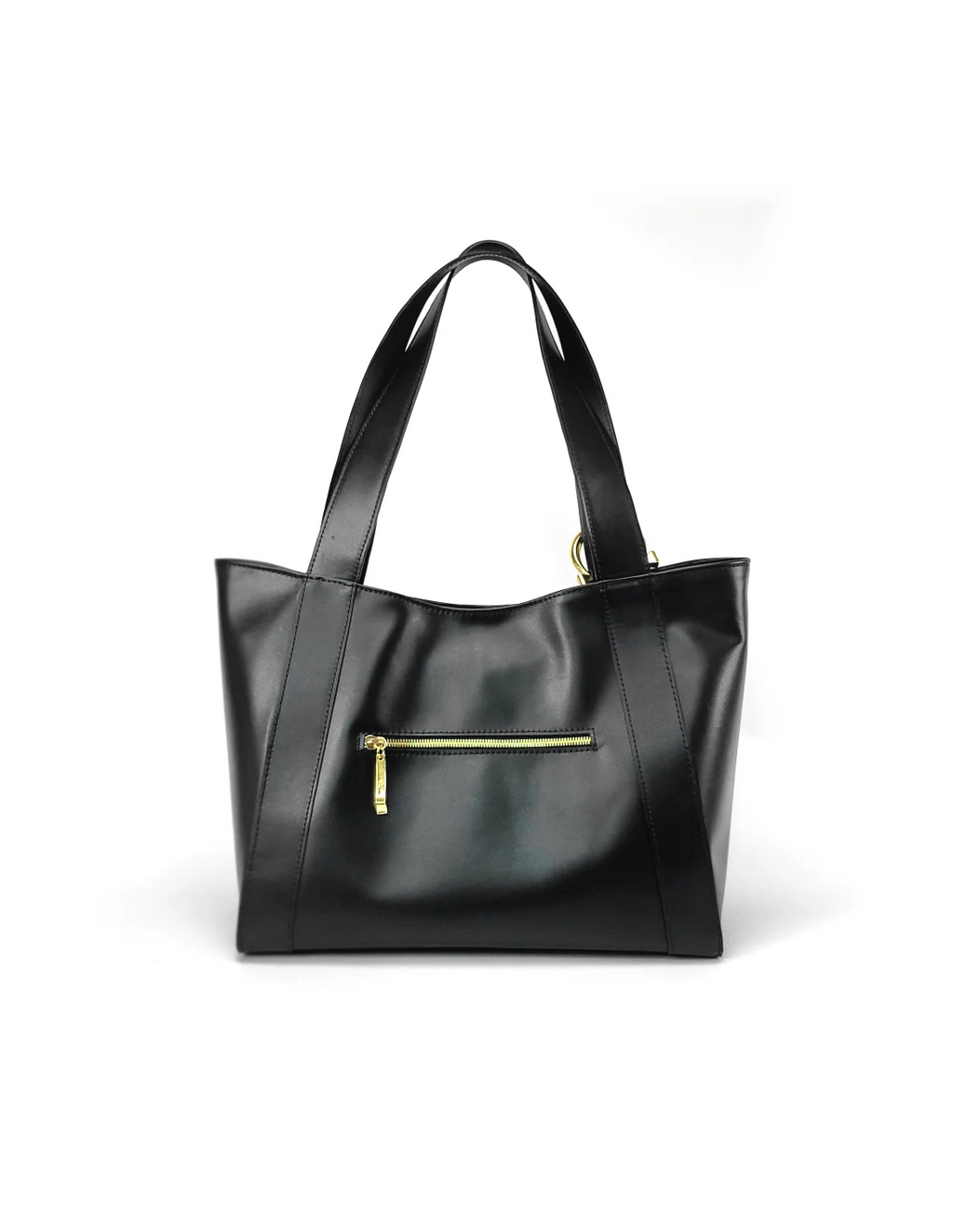 Geanta din piele naturala pentru dama ZARITA negru cu accesorii aurii