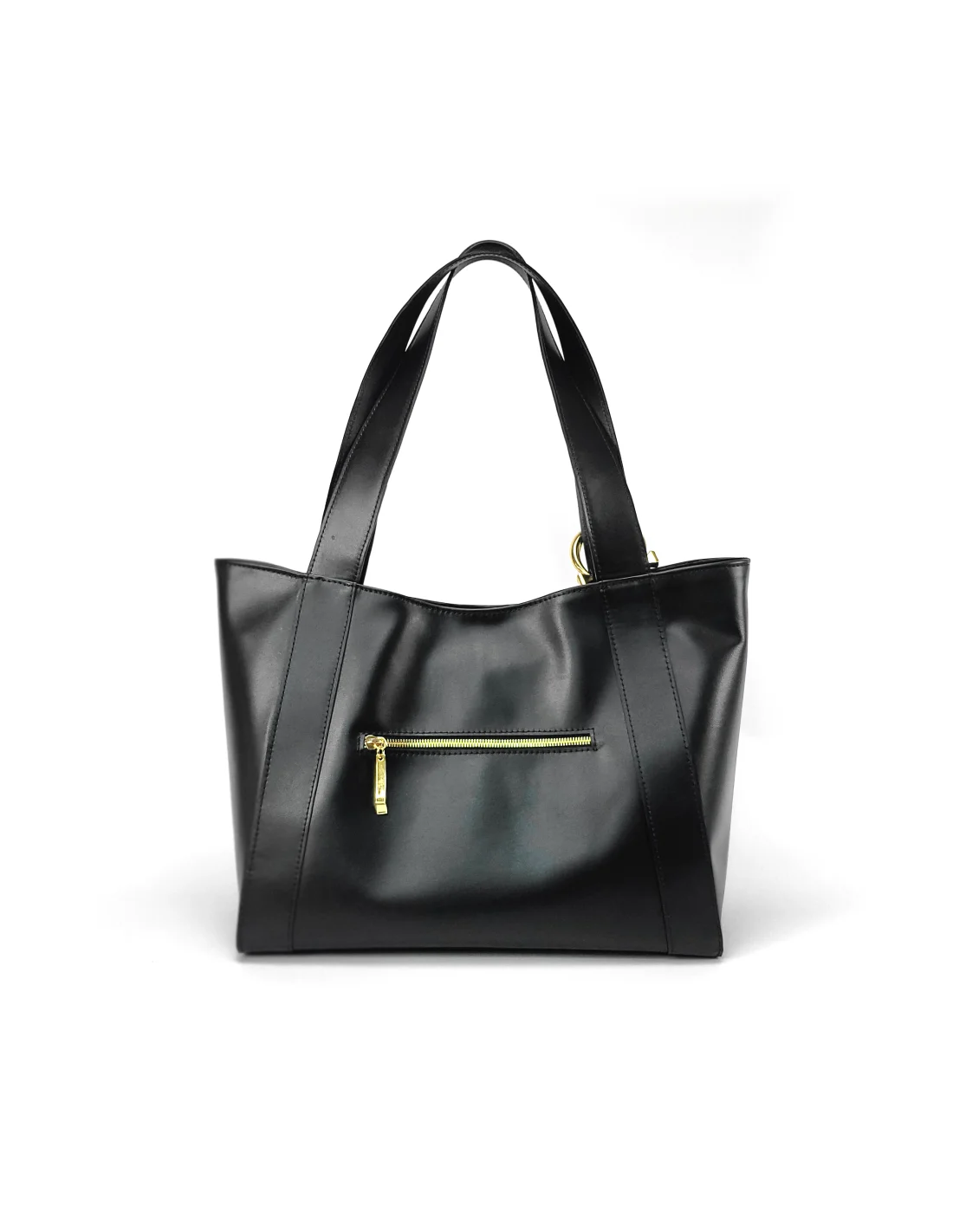 Geanta din piele naturala pentru dama ZARITA negru cu accesorii aurii