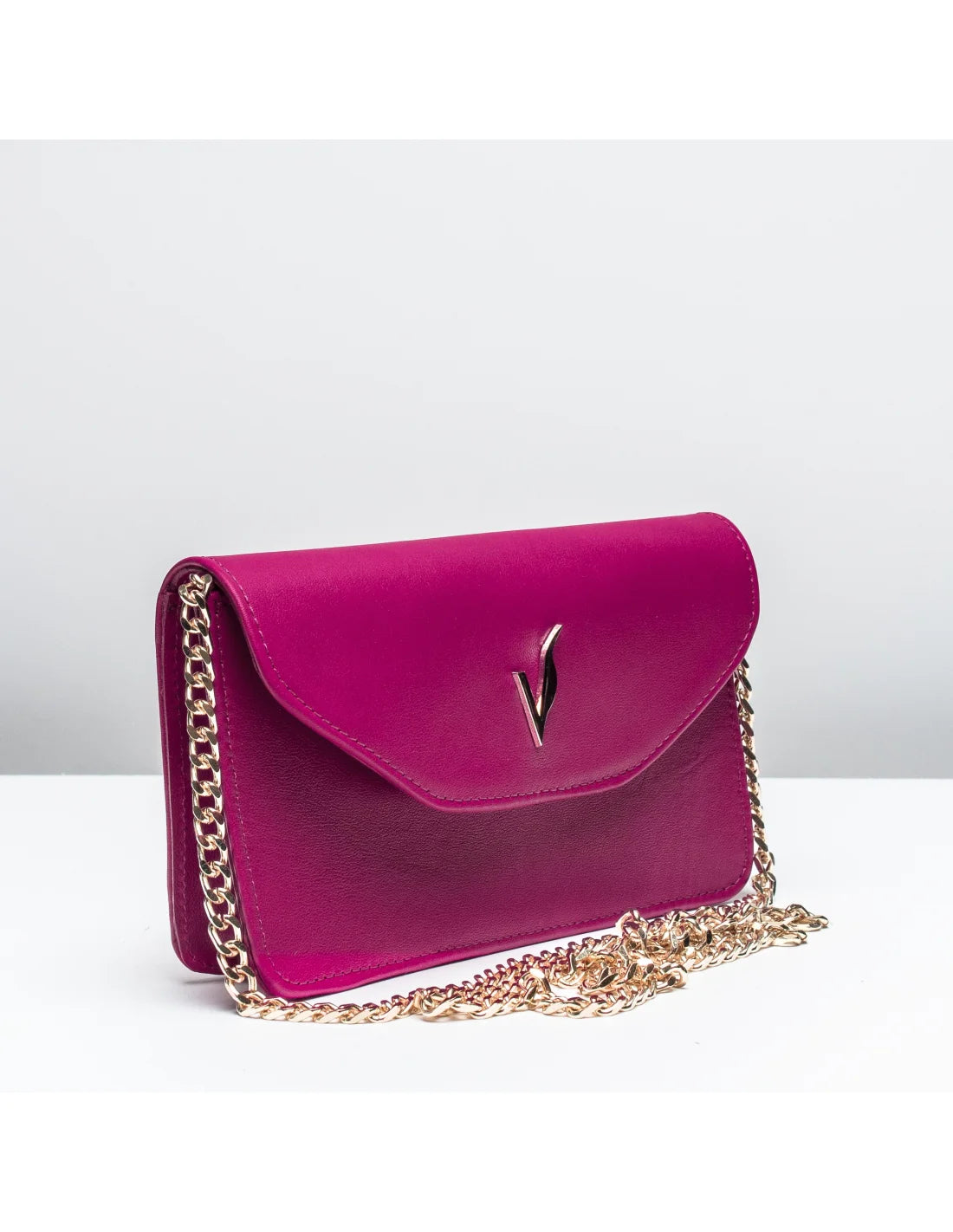 Geanta pentru telefon,piele naturala, SOFIA, flap, ciclamen