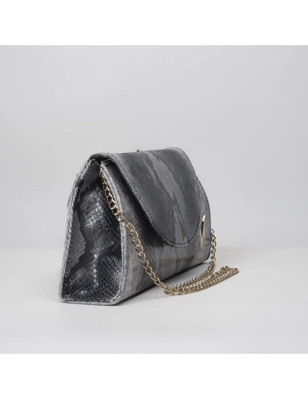 Geanta din piele naturala, pentru dama, LUCIA, gri sarpe