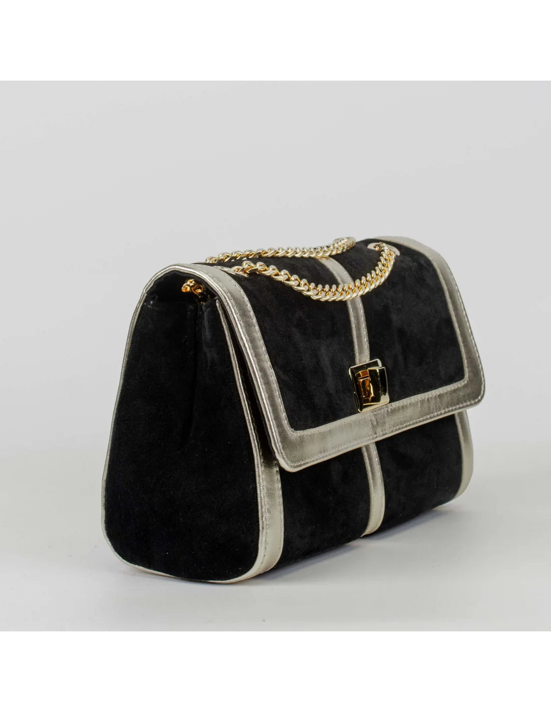 Geanta din piele naturala pentru dama LOULOU, negru velur