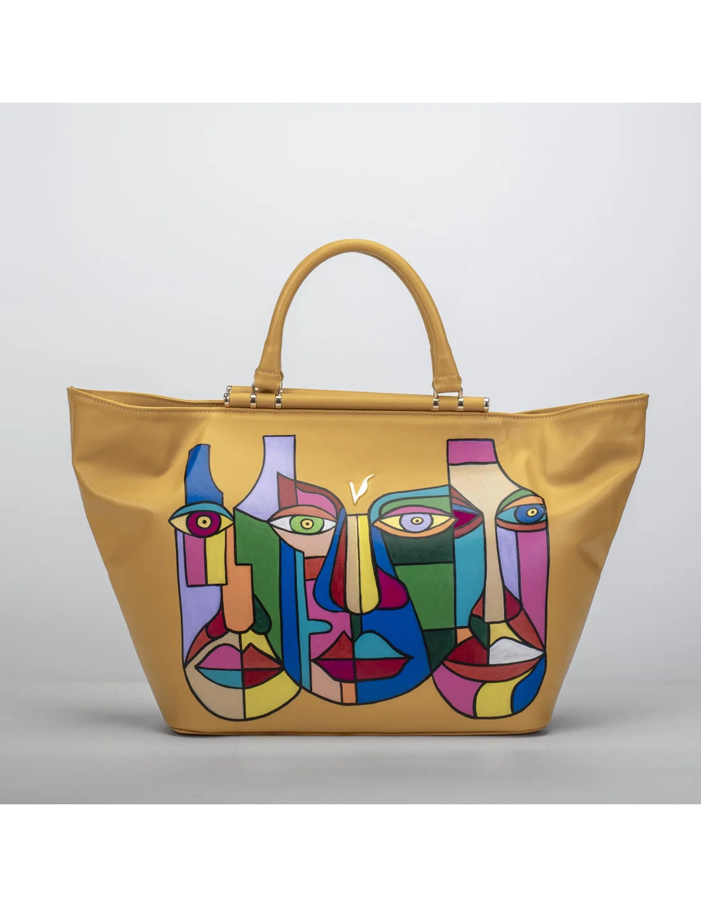 Geanta din piele naturala pentru dama IRIS mango, pictata manual