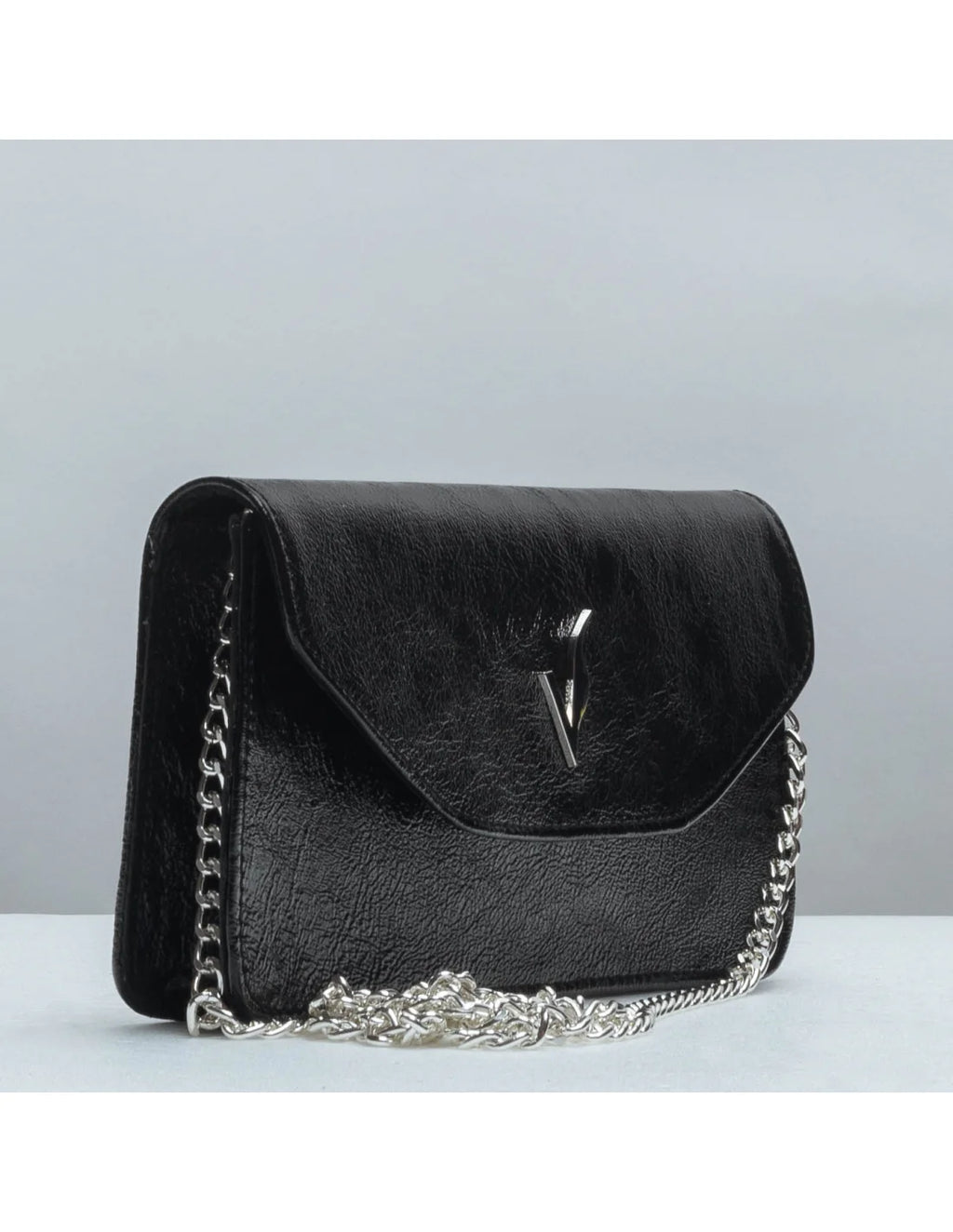 Geanta pentru telefon, crossbody, din piele naturala, SOFIA, flap, negru