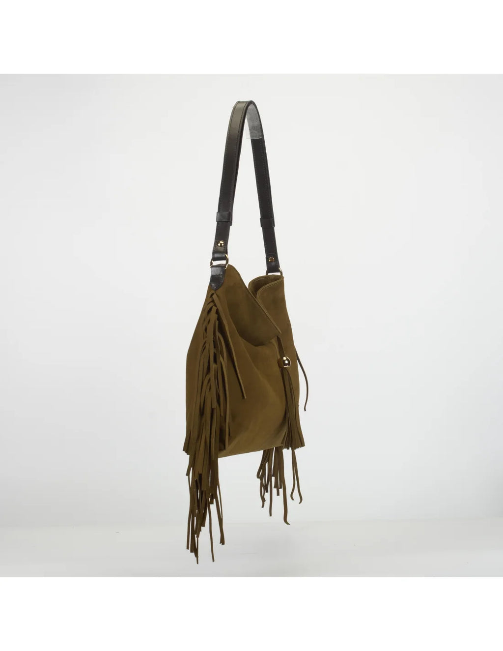 Geanta din piele naturala, boho chic, pentru dama SAMIRA kaki