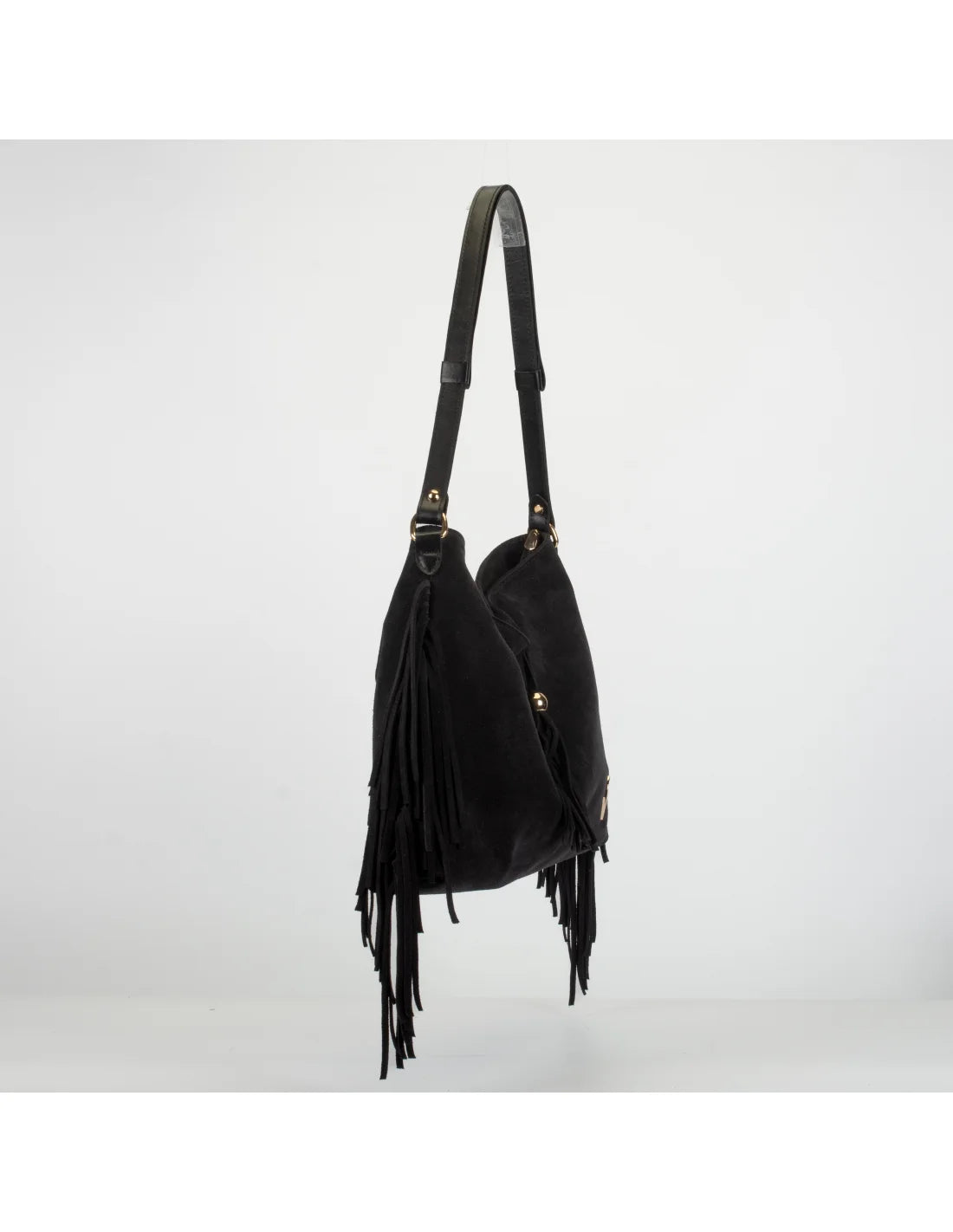 Geanta din piele naturala, boho chic, pentru dama SAMIRA negru