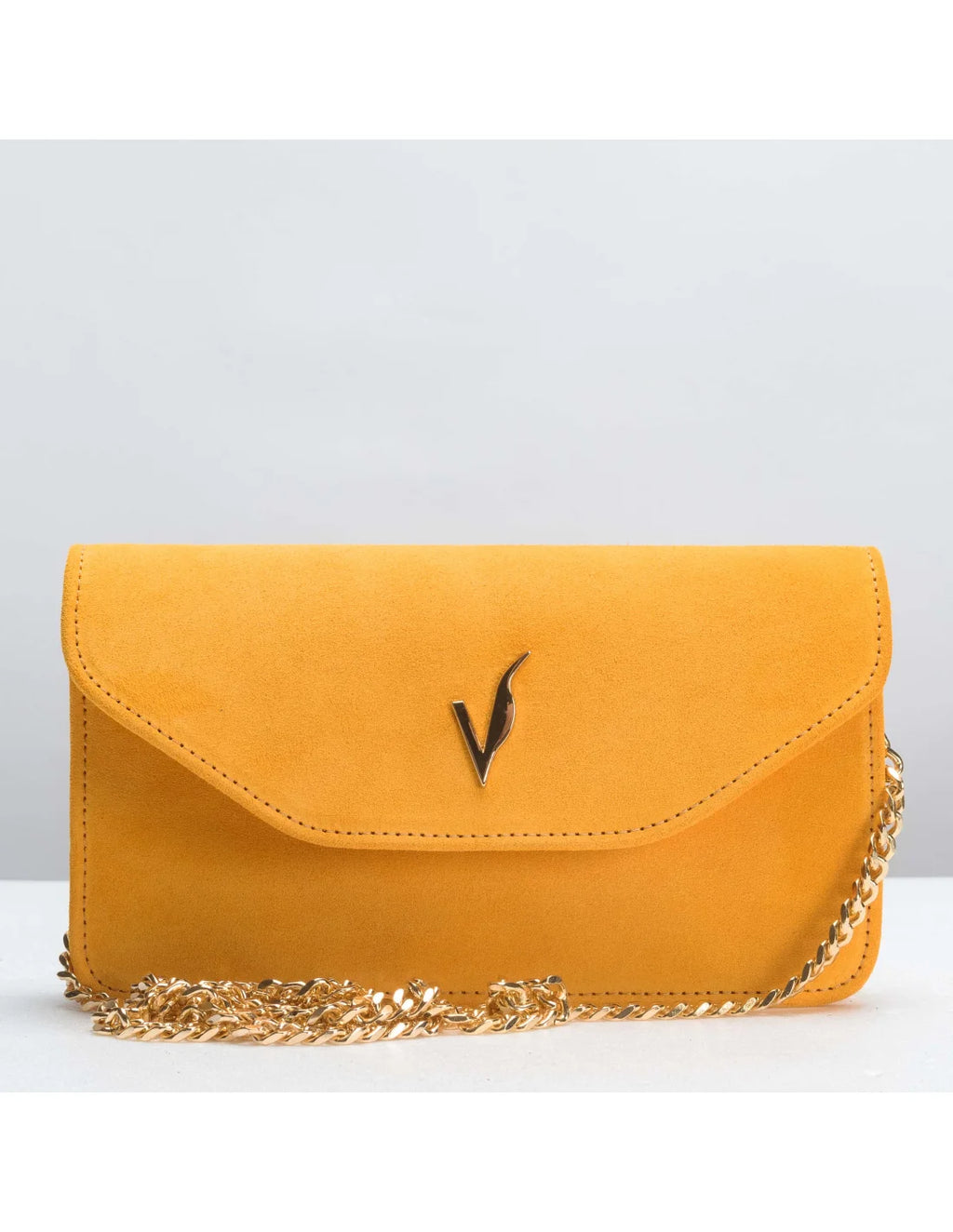 Geanta pentru telefon,piele naturala, SOFIA, flap, galben