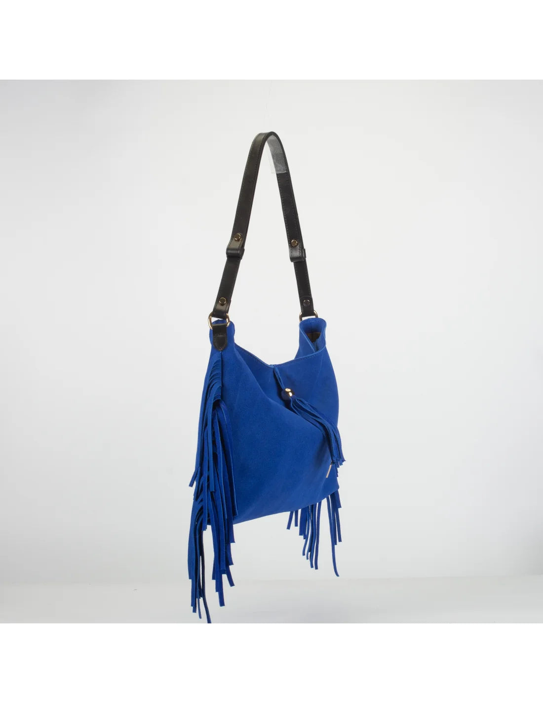 Geanta din piele naturala, boho chic, pentru dama SAMIRA albastru