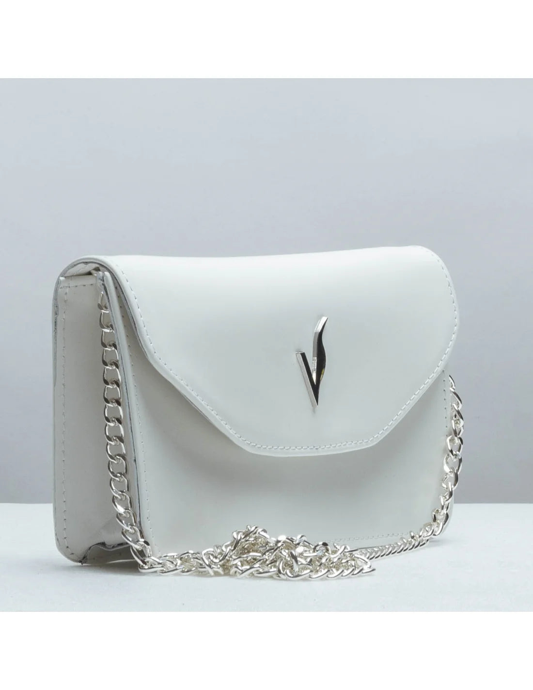 Geanta pentru telefon, crossbody, din piele naturala, SOFIA, flap, alb