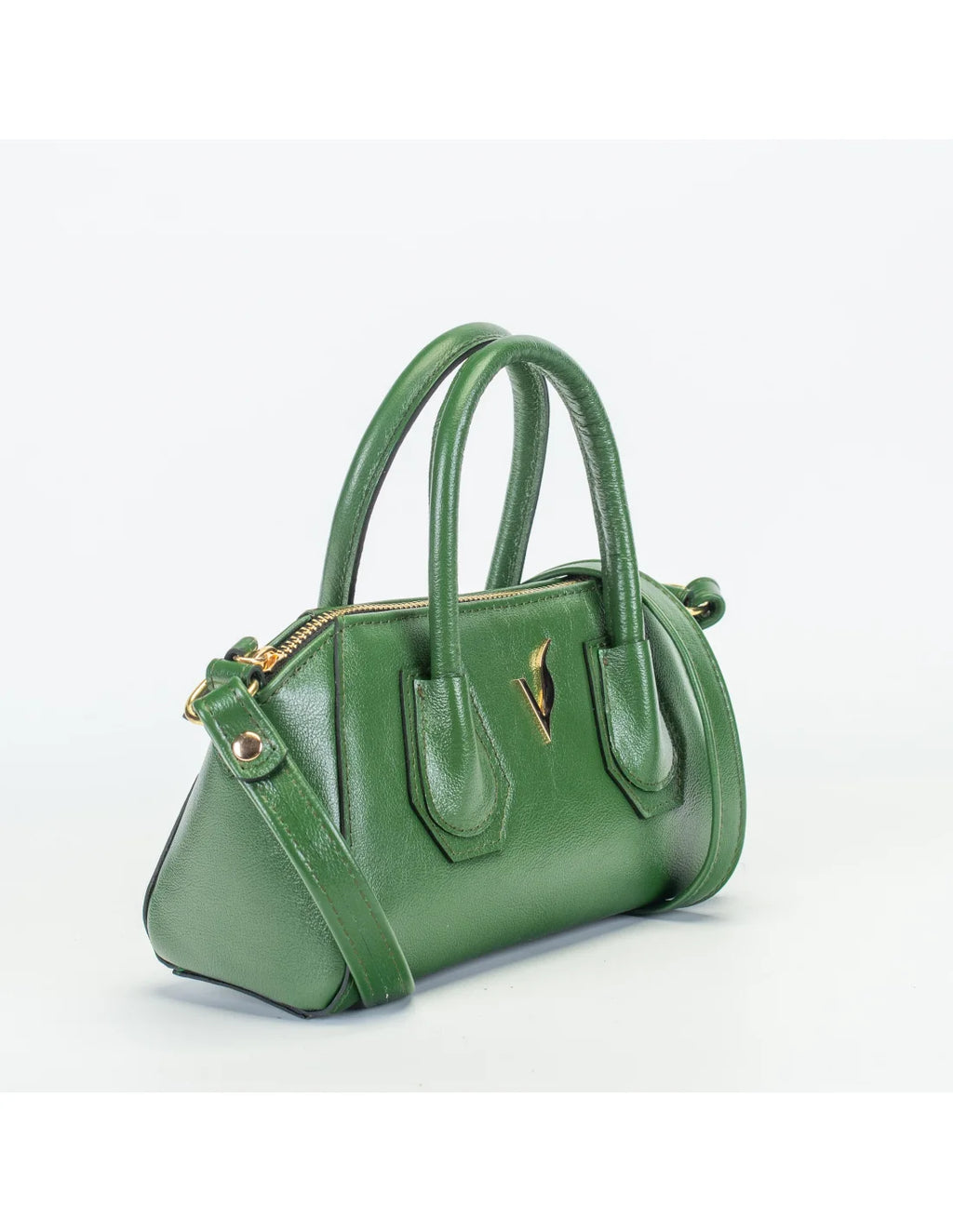 Geanta crossbody din piele naturala, Mini-IOANA, verde iarba
