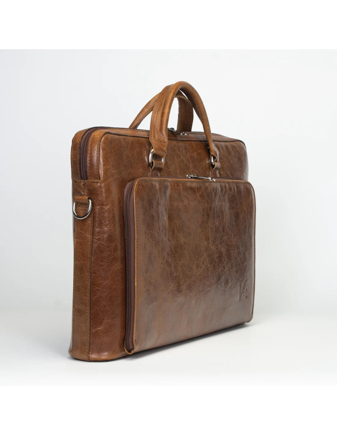 SERVIETA de laptop si documente, din piele naturala tabacita vegetal, pentru barbati, coniac