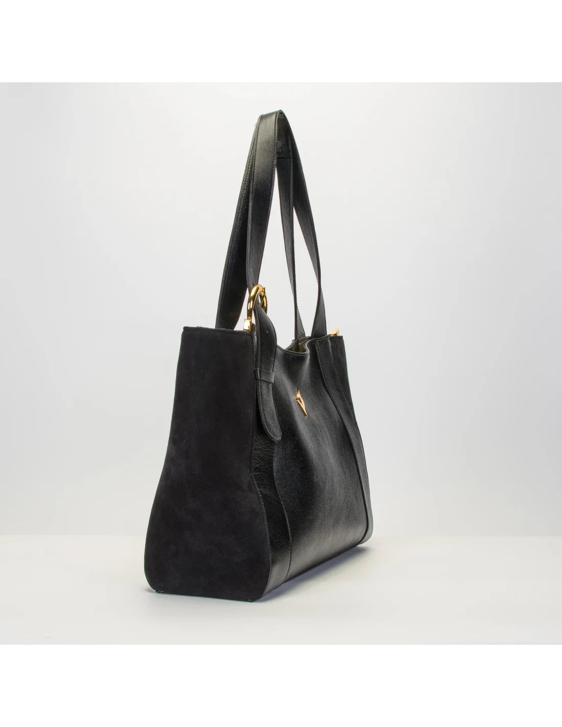 Geanta din piele naturala pentru dama ZARITA negru cu laterale piele intoarsa