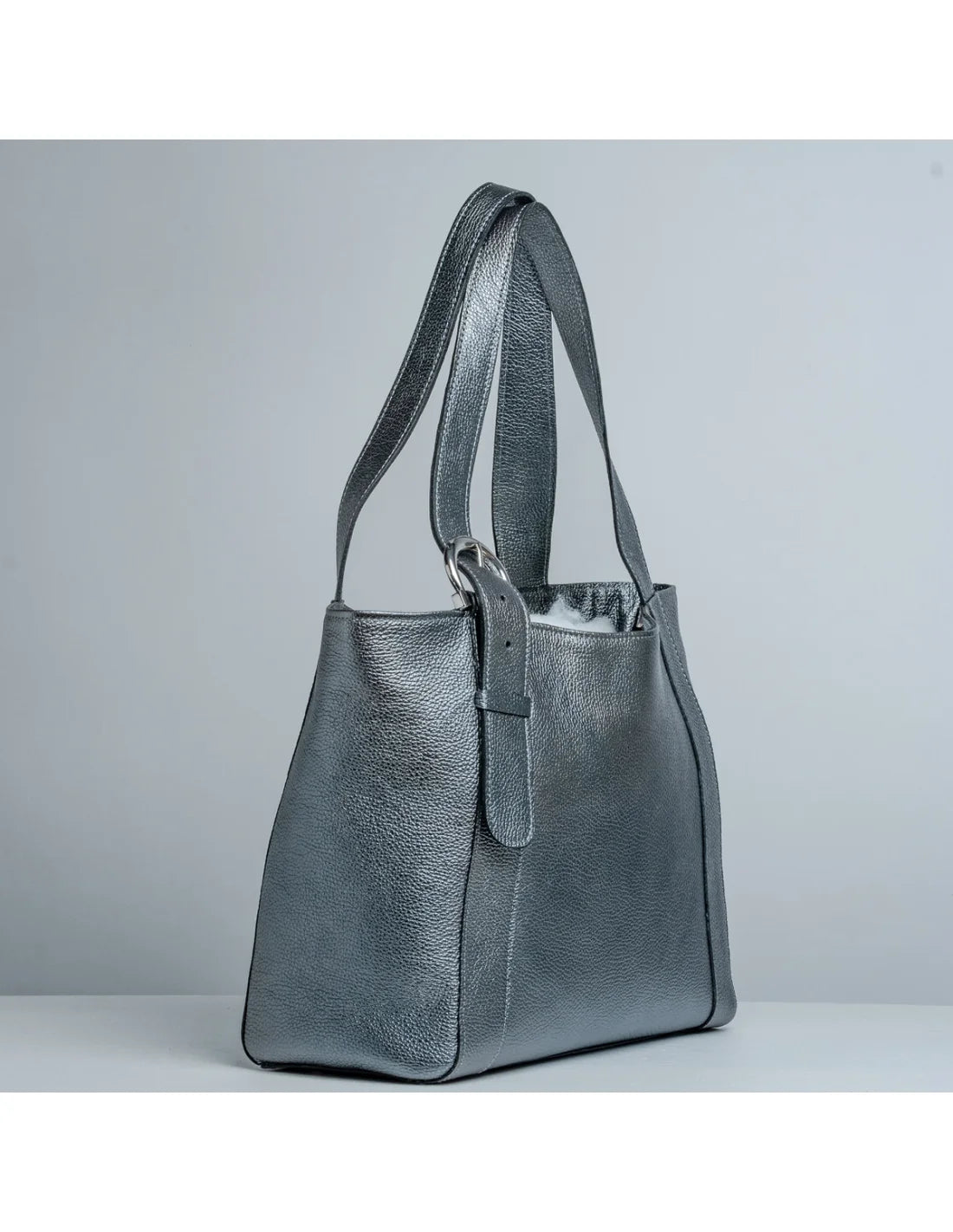 Geanta din piele naturala pentru dama ZARITA argintiu