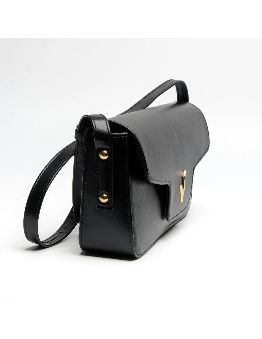 Geanta din piele naturala pentru dama, tip bagheta, SILVIA, negru