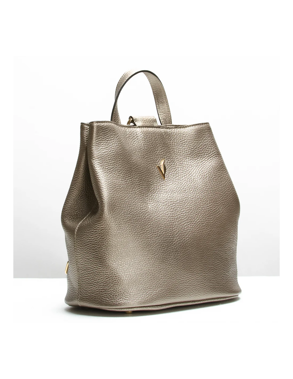 Rucsac din piele naturala, pentru dama, GOLDIE, auriu