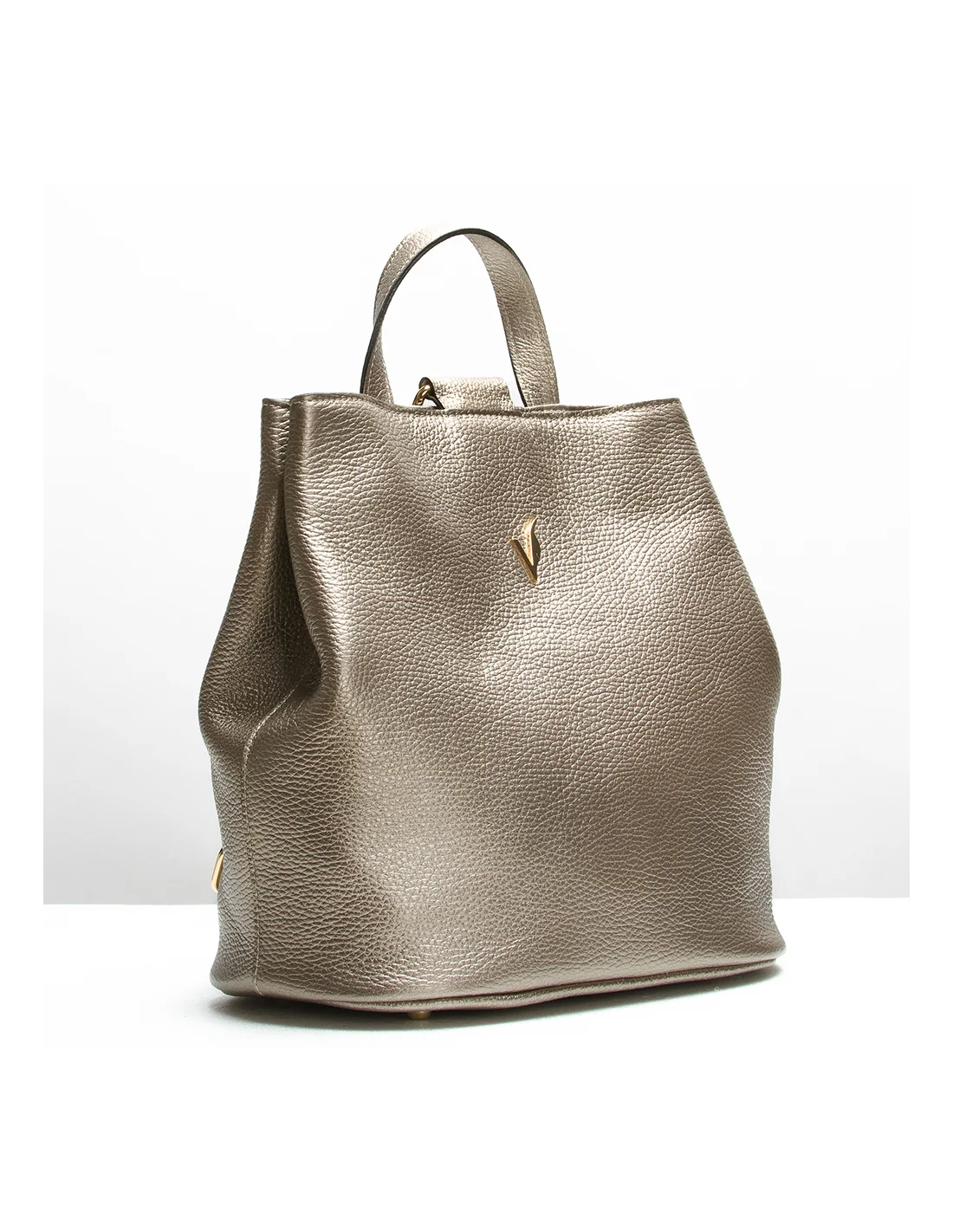 Rucsac din piele naturala, pentru dama, GOLDIE, auriu