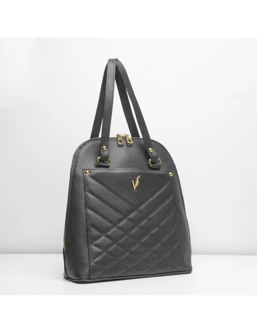 Geanta-Rucsac din piele naturala, pentru dama, ZINNIA, negru