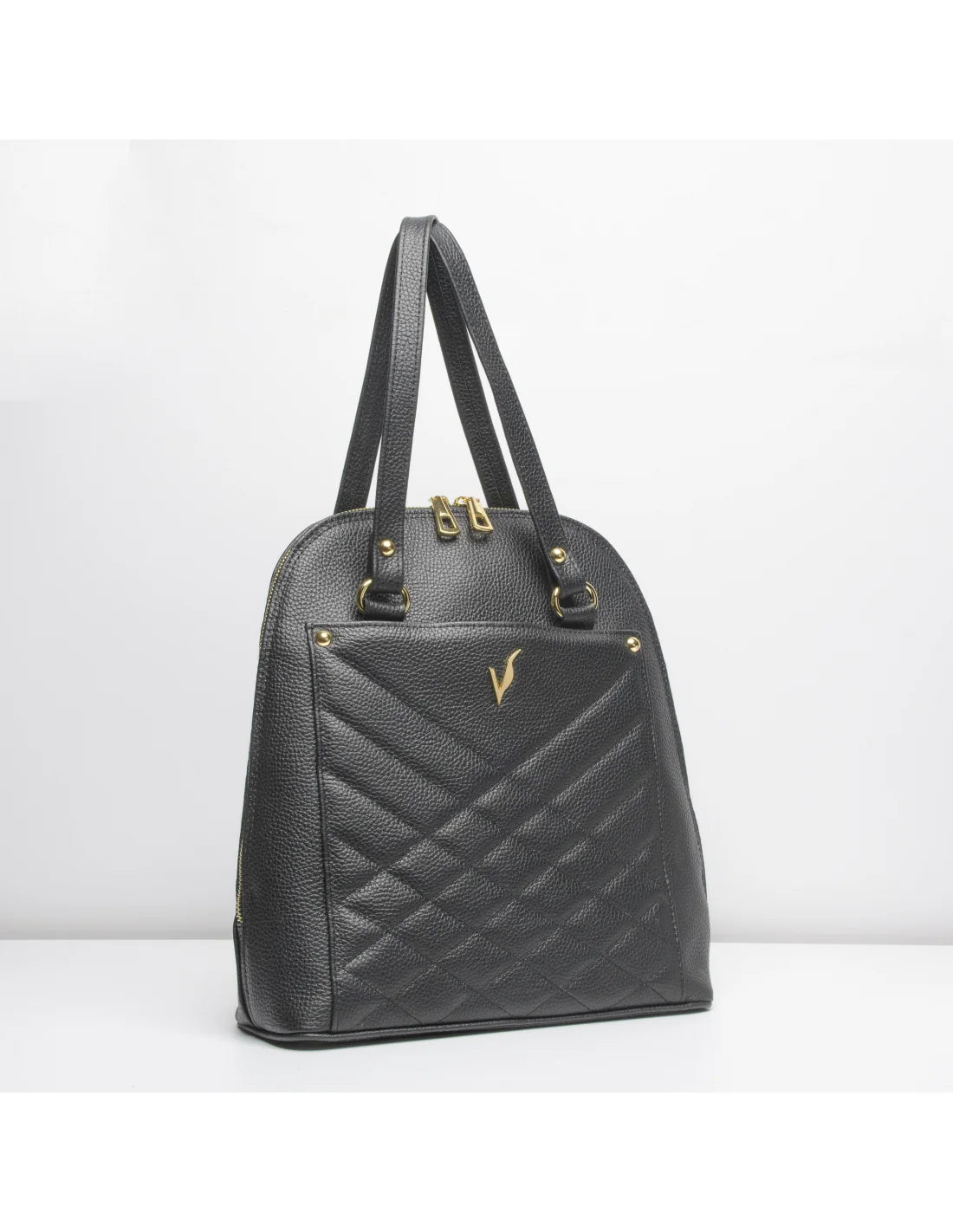 Geanta-Rucsac din piele naturala, pentru dama, ZINNIA, negru