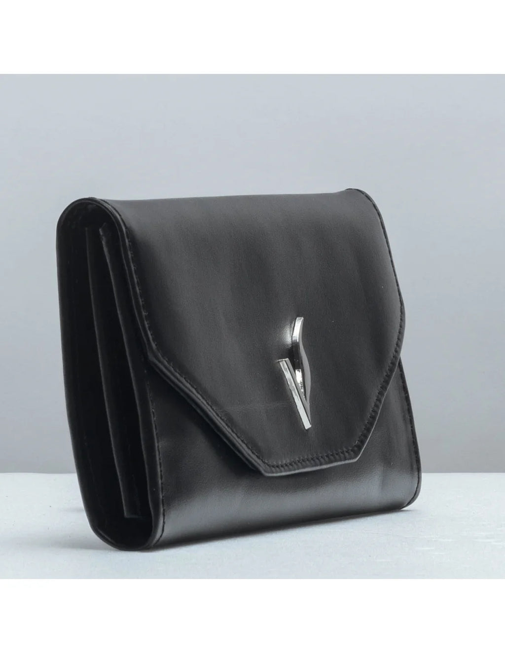 Portofel din piele naturala, negru mat