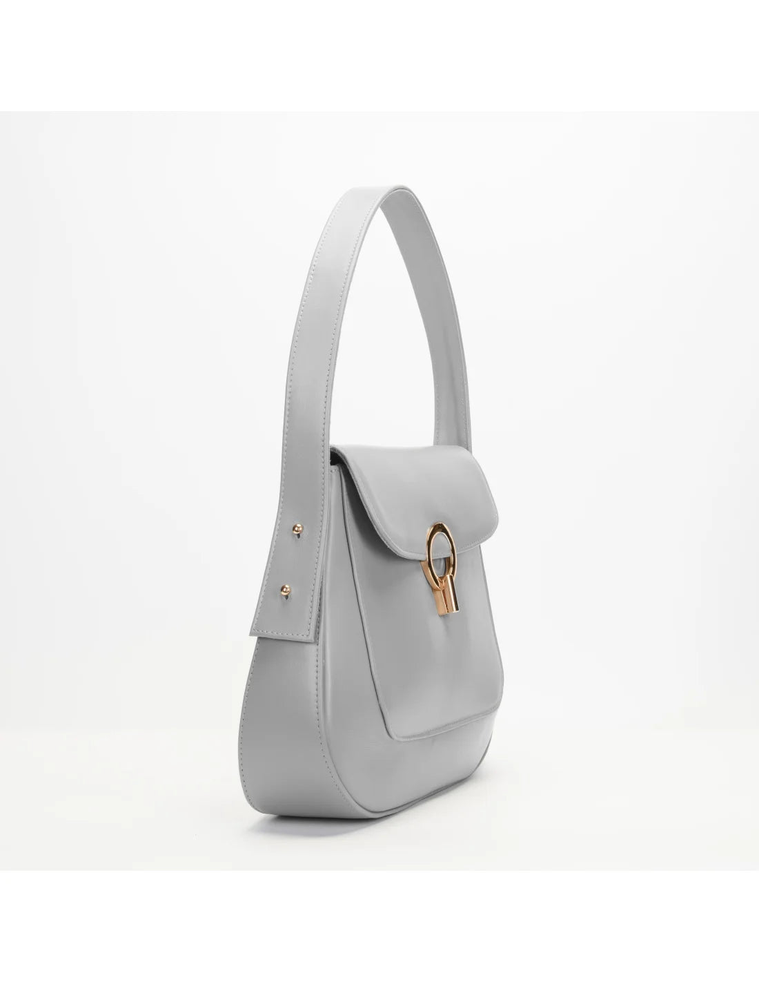 Geanta de umar din piele naturala, SiSi, gri perlat