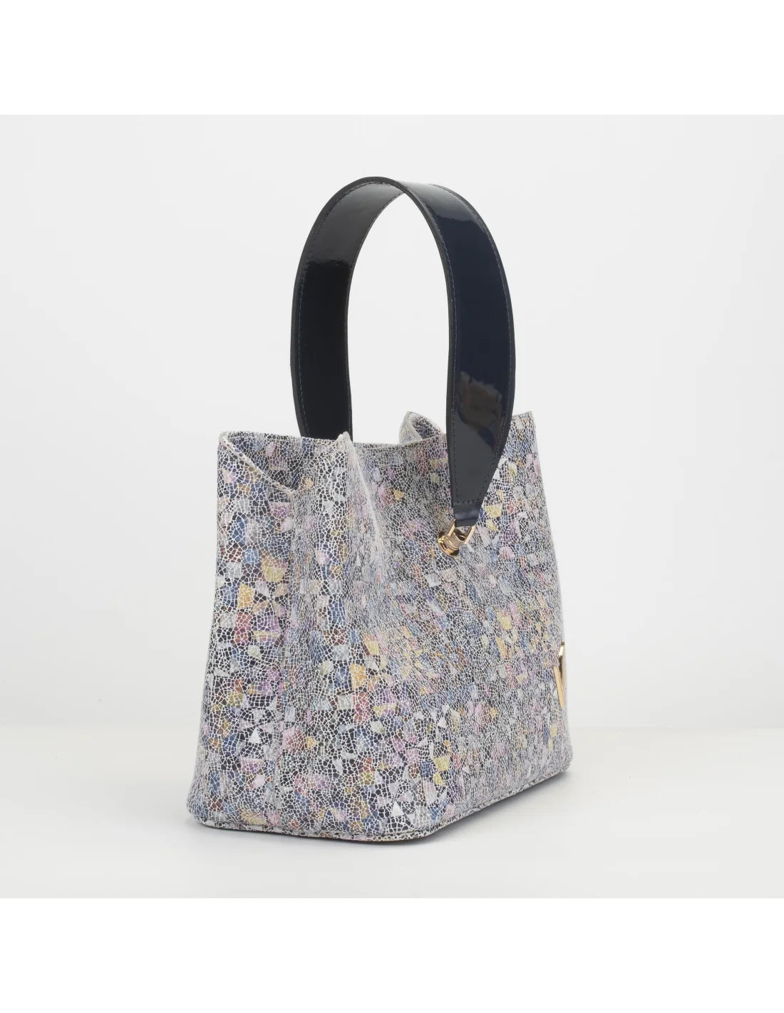 Geanta din piele naturala pentru dama MEDEEA, cristale albastru