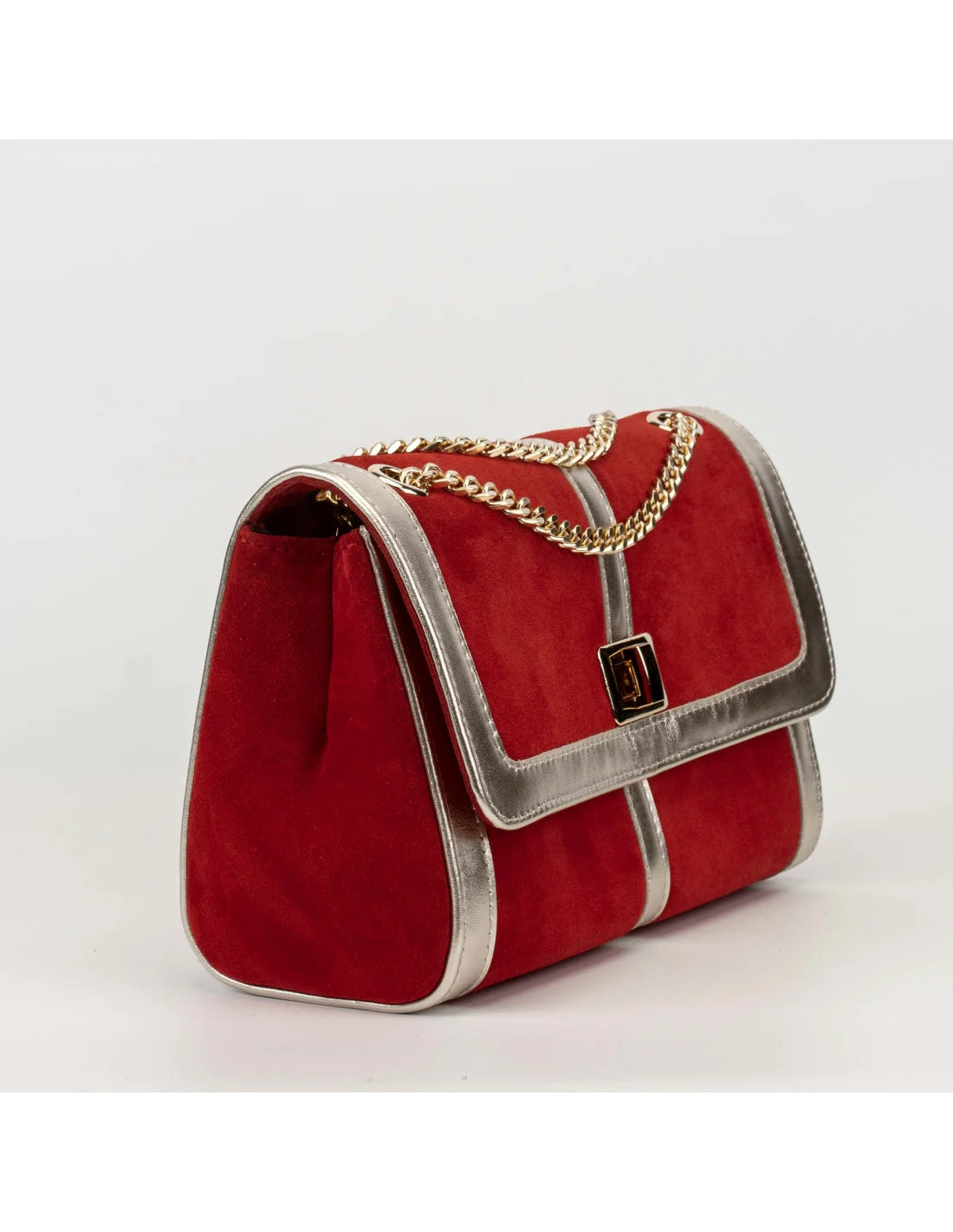 Geanta din piele naturala pentru dama LOULOU, rosu velur