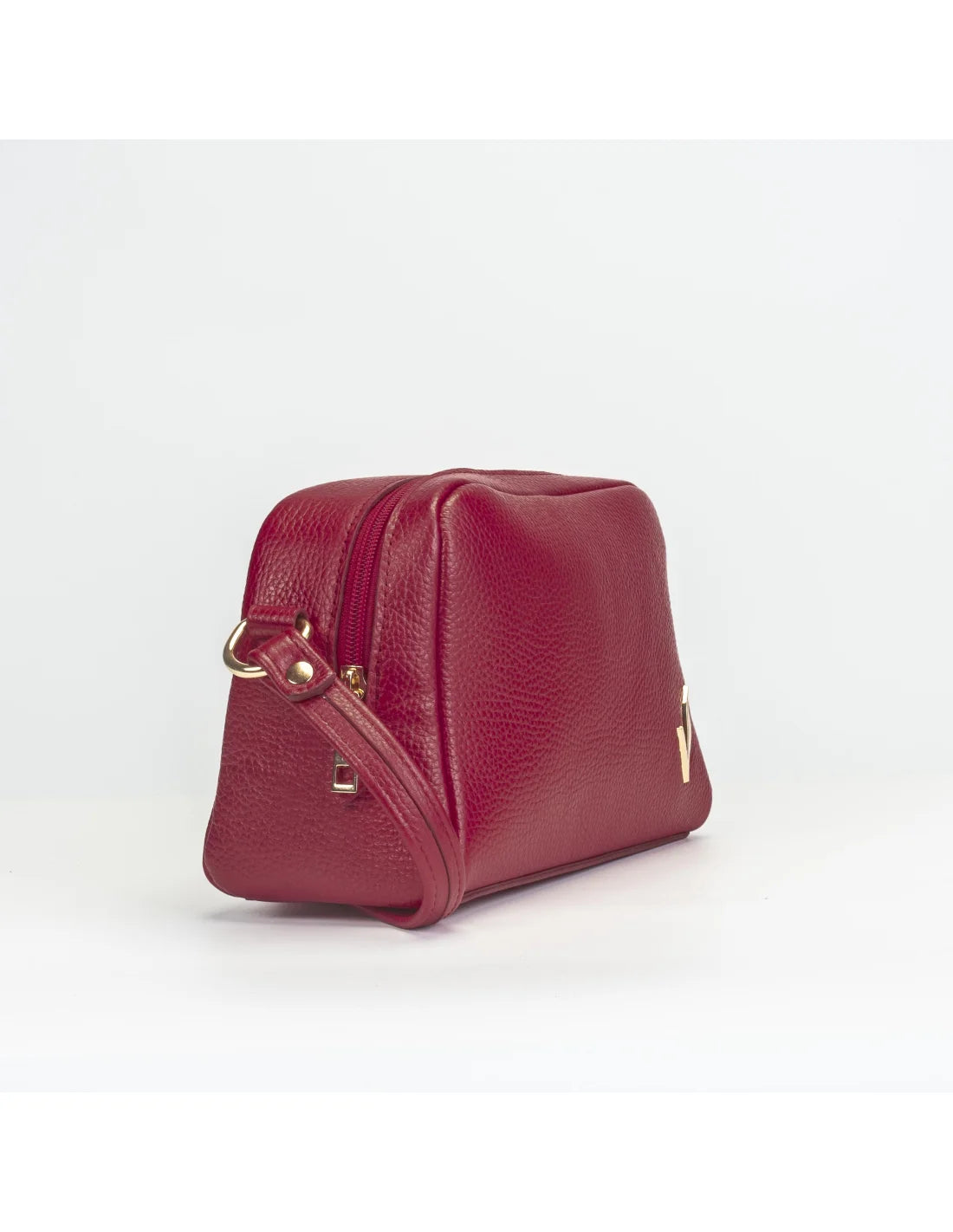 Geanta crossbody din piele naturala, ANDRA, rosu