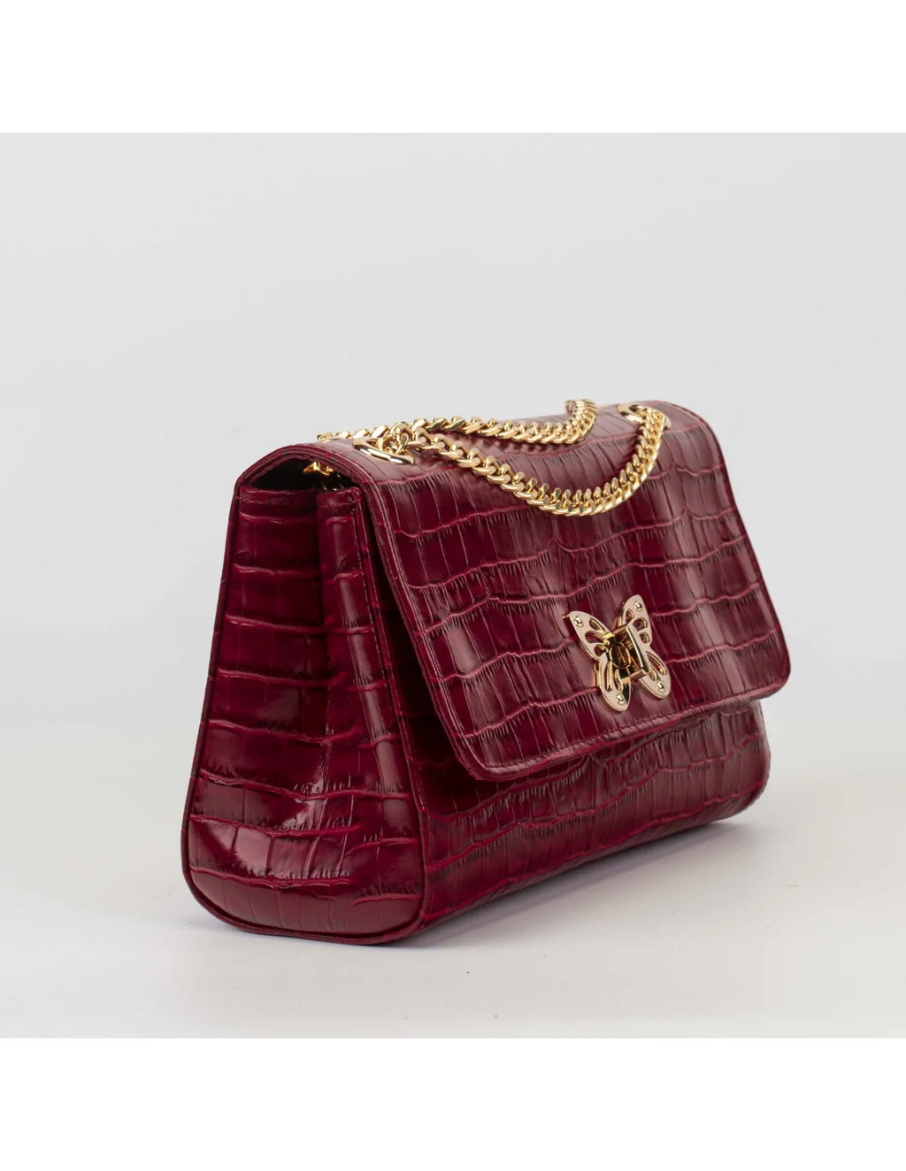 Geanta din piele naturala pentru dama LOULOU, rosu croco