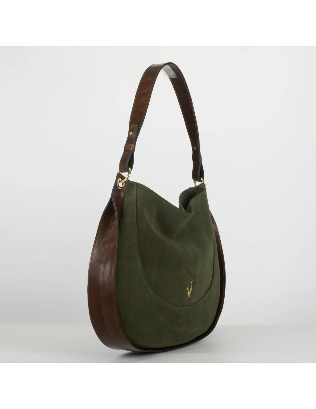 Geanta din piele naturala, boho chic, pentru dama LYRA kaki