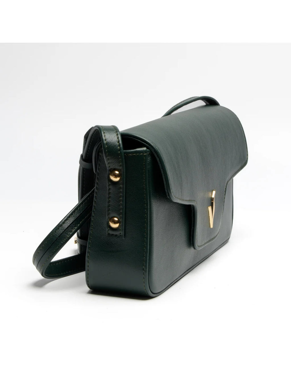 Geanta din piele naturala pentru dama, tip bagheta, SILVIA, verde