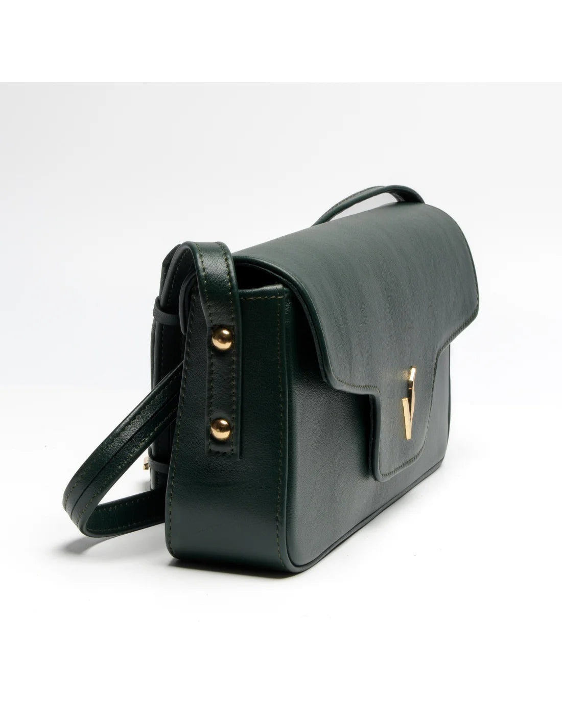 Geanta din piele naturala pentru dama, tip bagheta, SILVIA, verde