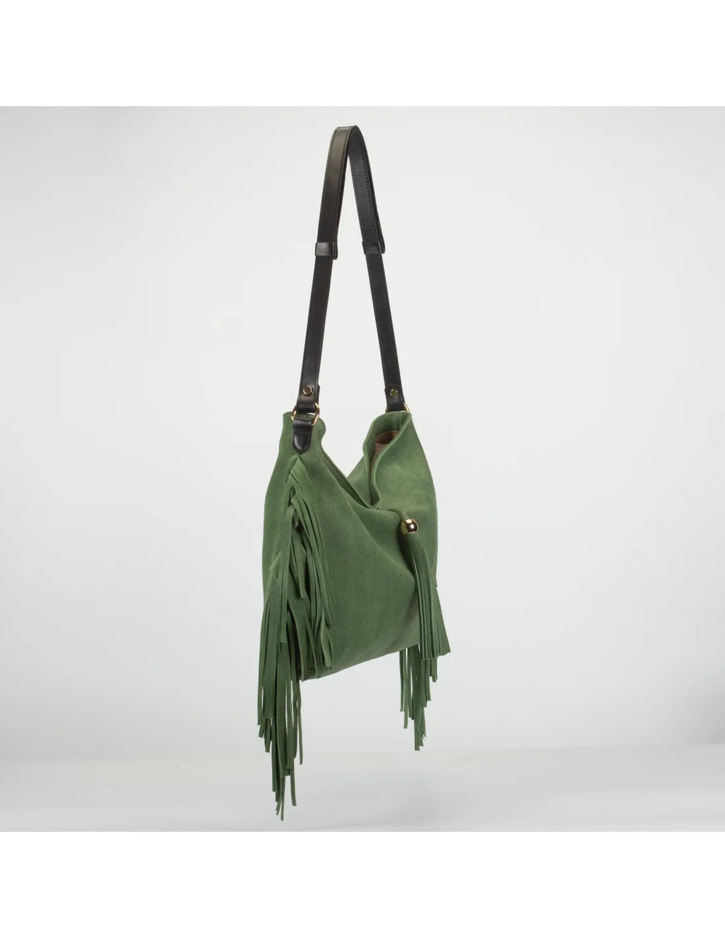 Geanta din piele naturala, boho chic, pentru dama SAMIRA verde