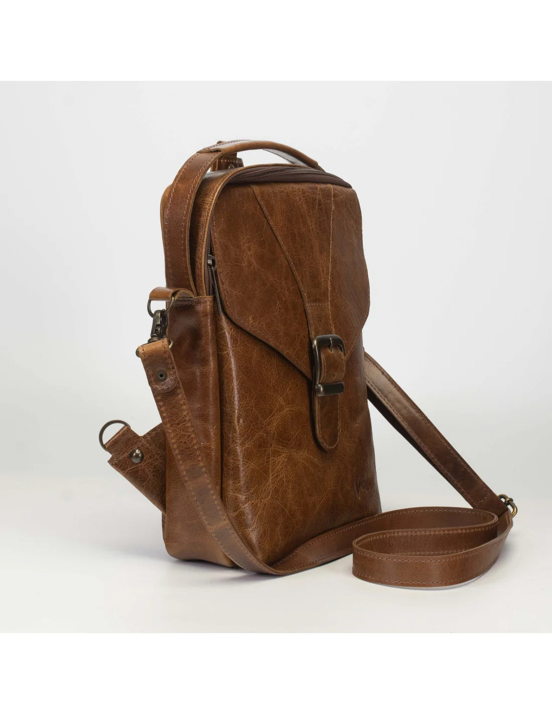 Geanta din piele naturala tabacita vegetal, pentru barbati, borseta, maro roscat