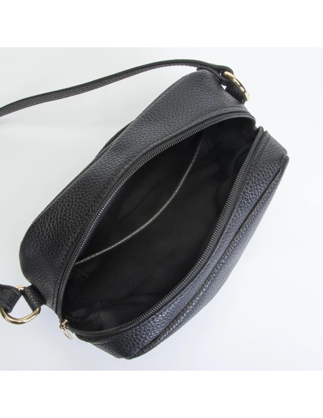 Geanta crossbody din piele naturala, ANDRA, negru