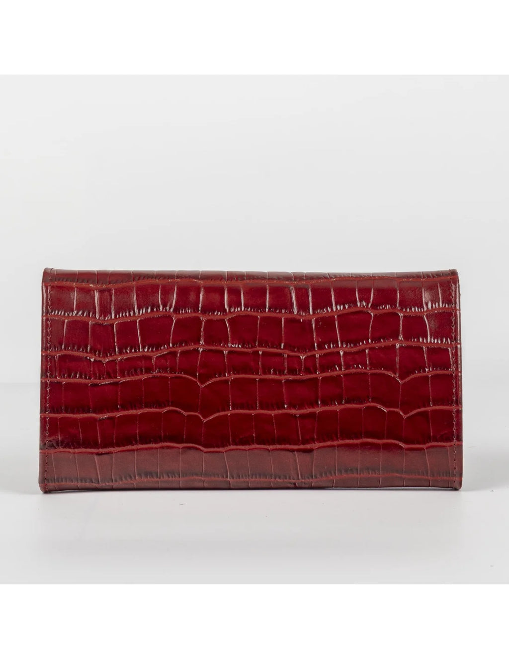 Portofel din piele naturala, rosu croco