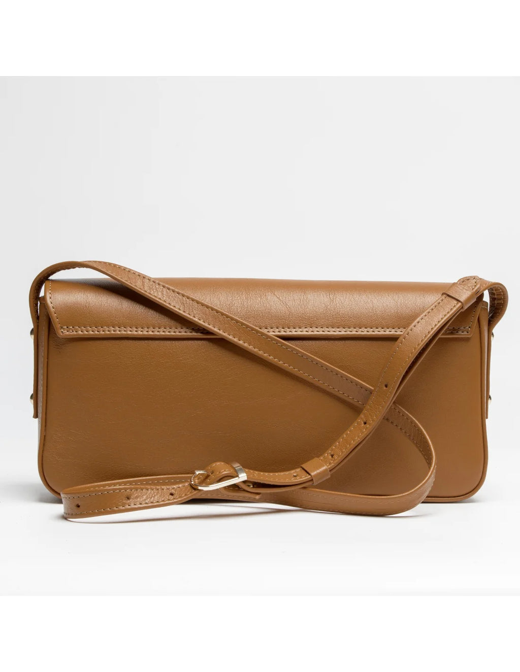 Geanta din piele naturala pentru dama, tip bagheta, SILVIA, camel