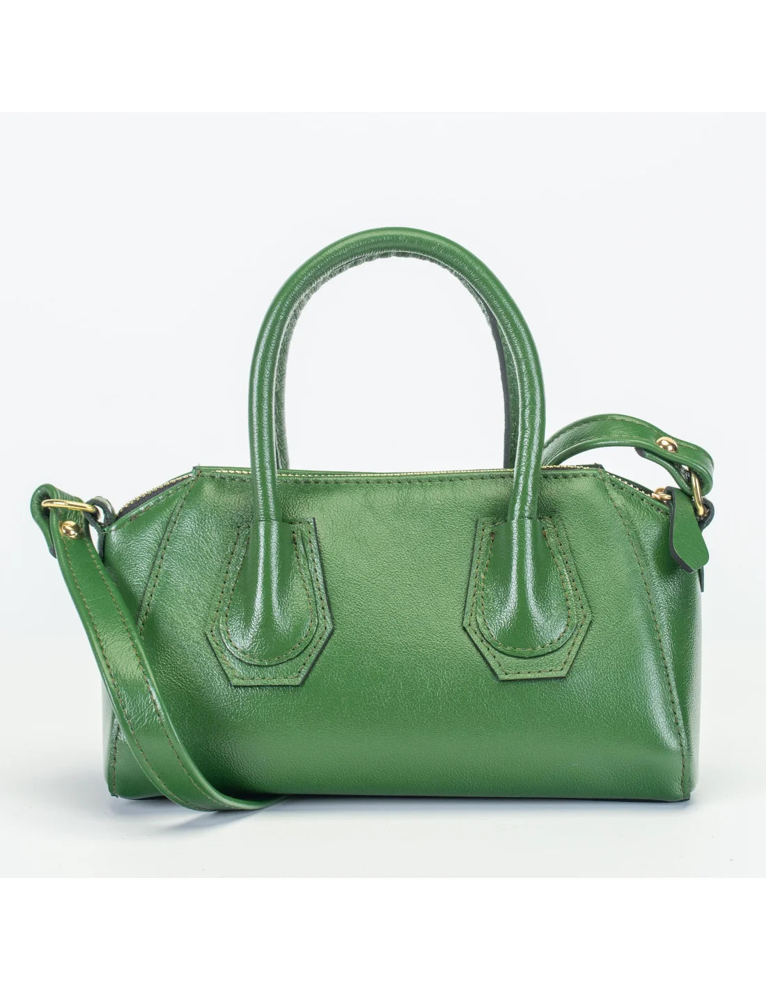 Geanta crossbody din piele naturala, Mini-IOANA, verde iarba