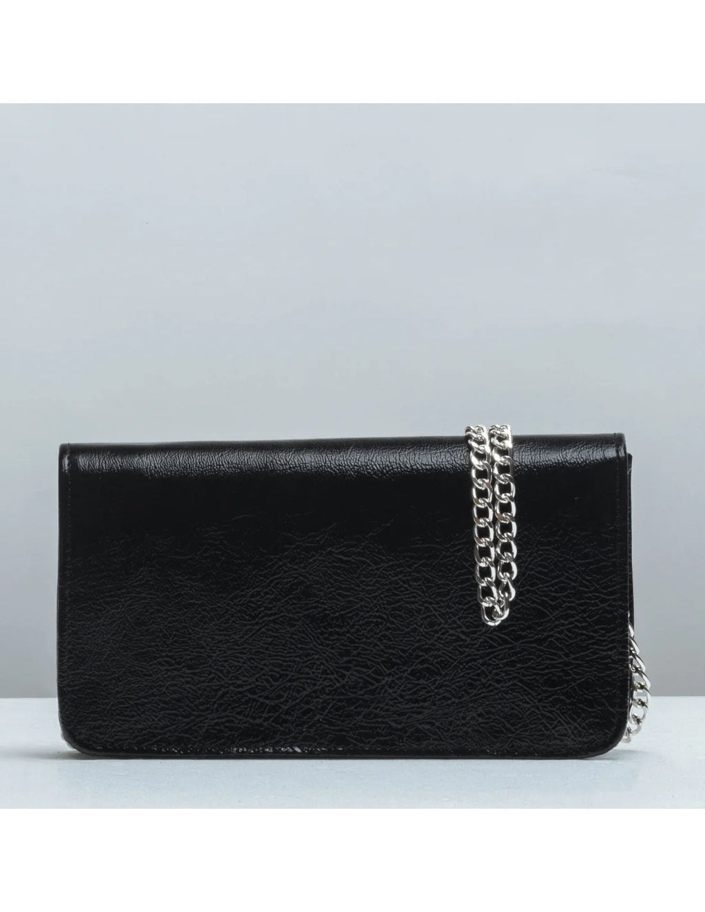 Geanta pentru telefon, crossbody, din piele naturala, SOFIA, flap, negru