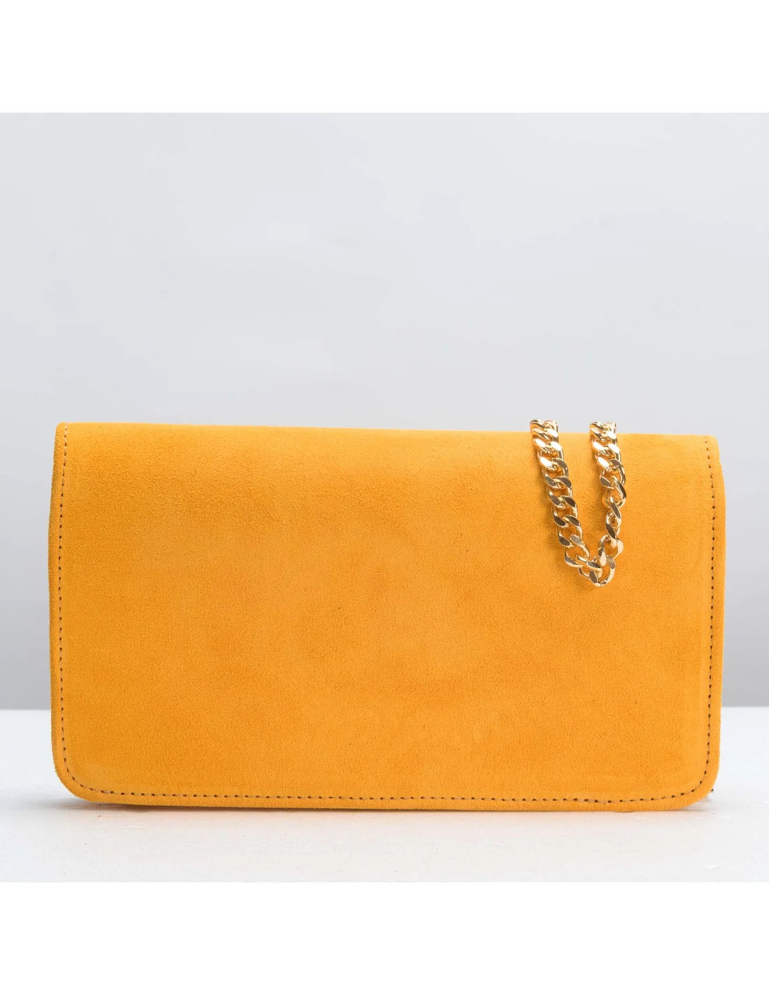 Geanta pentru telefon,piele naturala, SOFIA, flap, galben