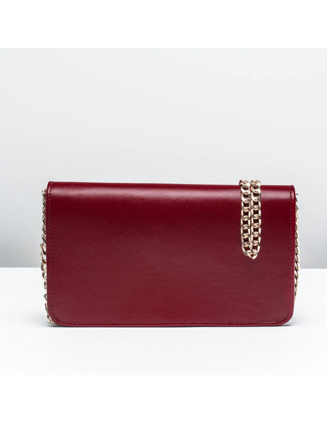 Geanta pentru telefon,piele naturala, SOFIA, flap, grena