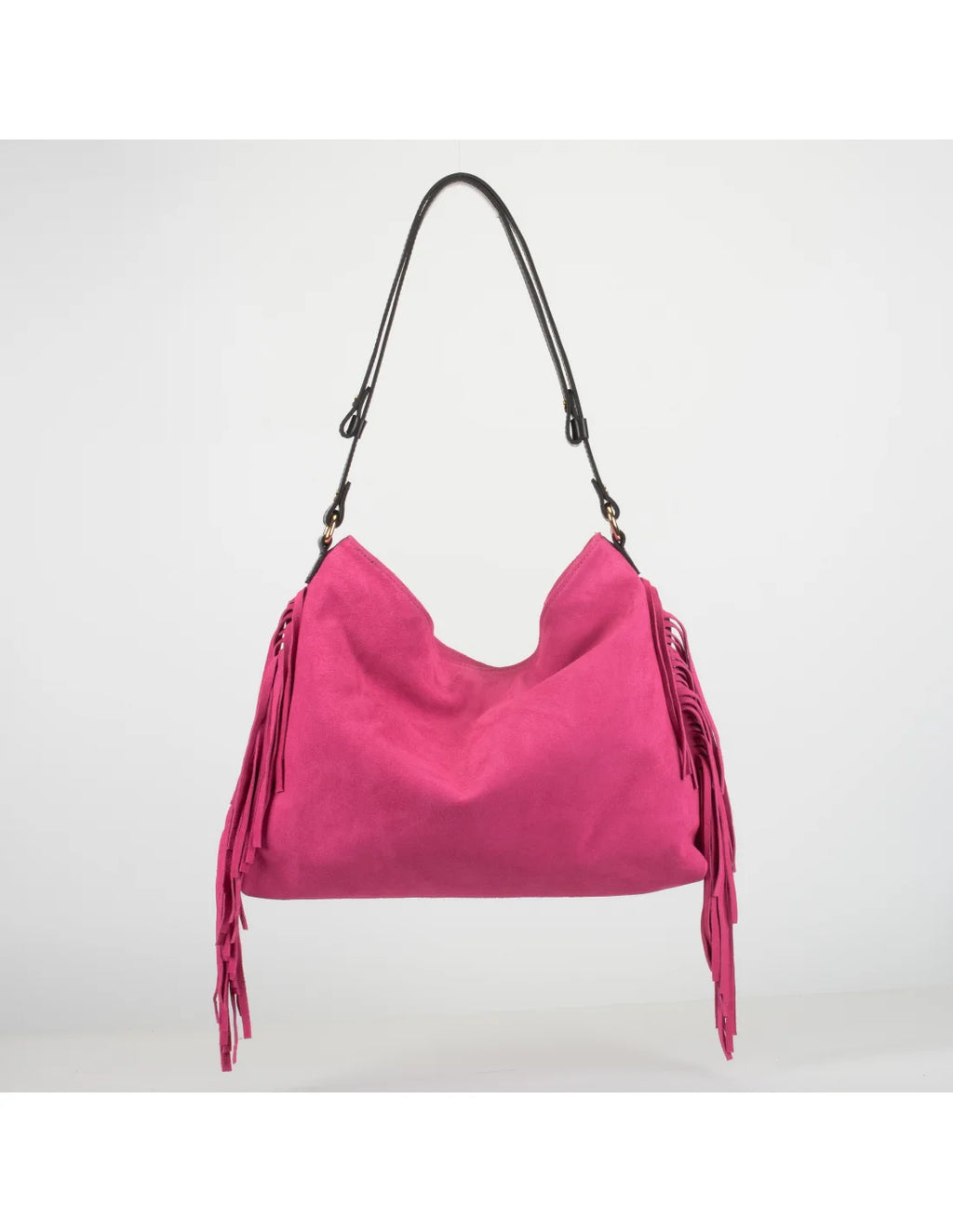 Geanta din piele naturala, boho chic, pentru dama SAMIRA fucsia