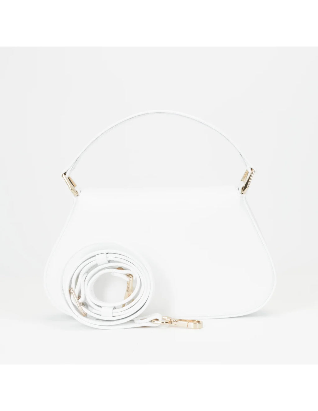 Geanta de mana/ crossbody, din piele naturala, mini SiSi, alb