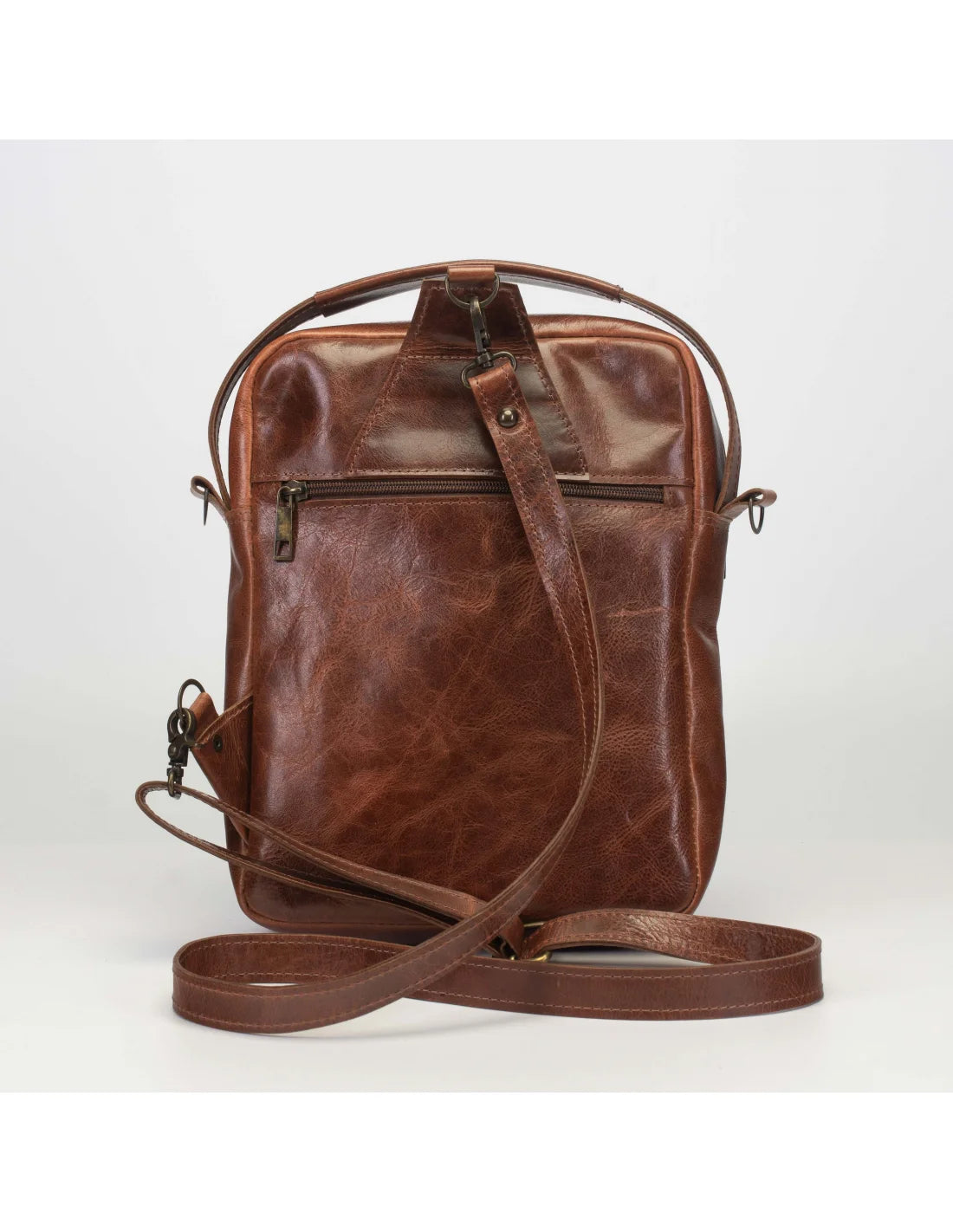 Geanta din piele naturala tabacita vegetal, pentru barbati, borseta, maro roscat