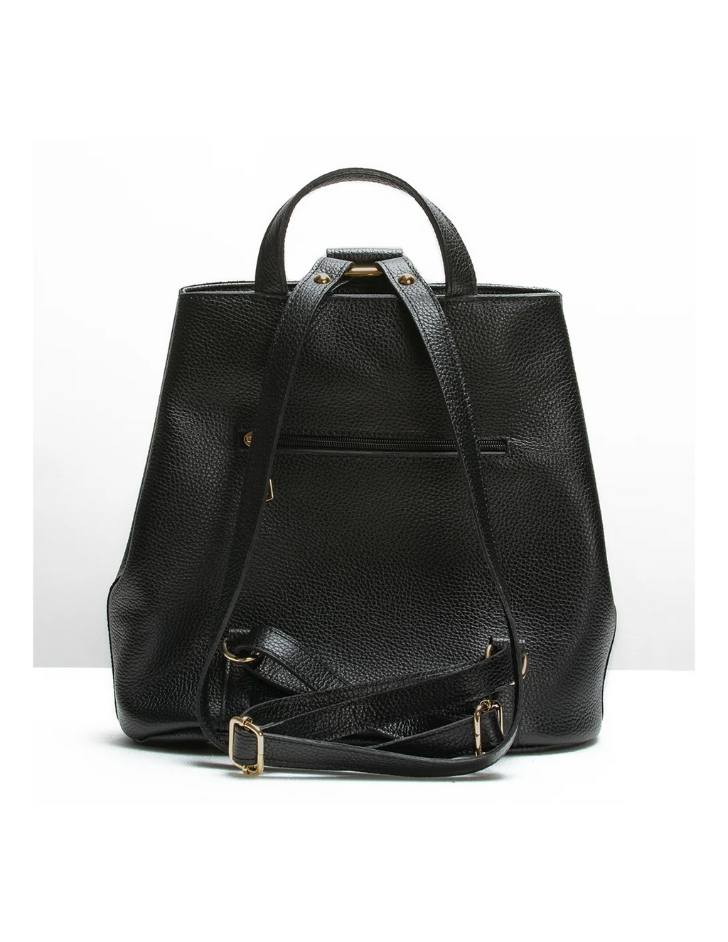 Rucsac din piele naturala, pentru dama, GOLDIE, negru, brodat