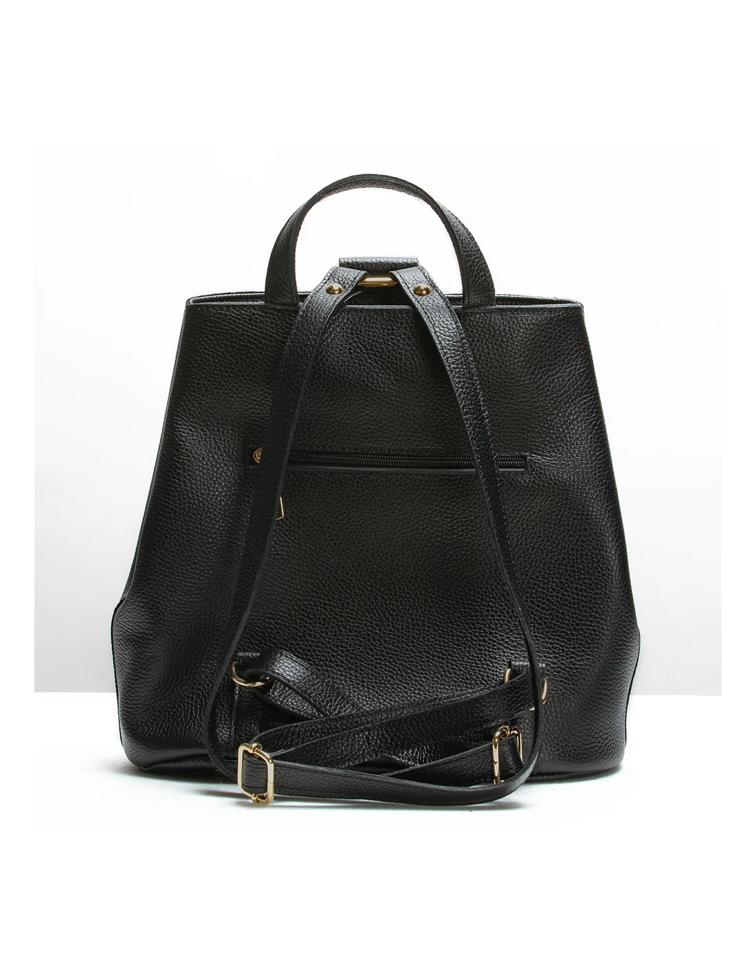 Rucsac din piele naturala, pentru dama, GOLDIE, negru, brodat