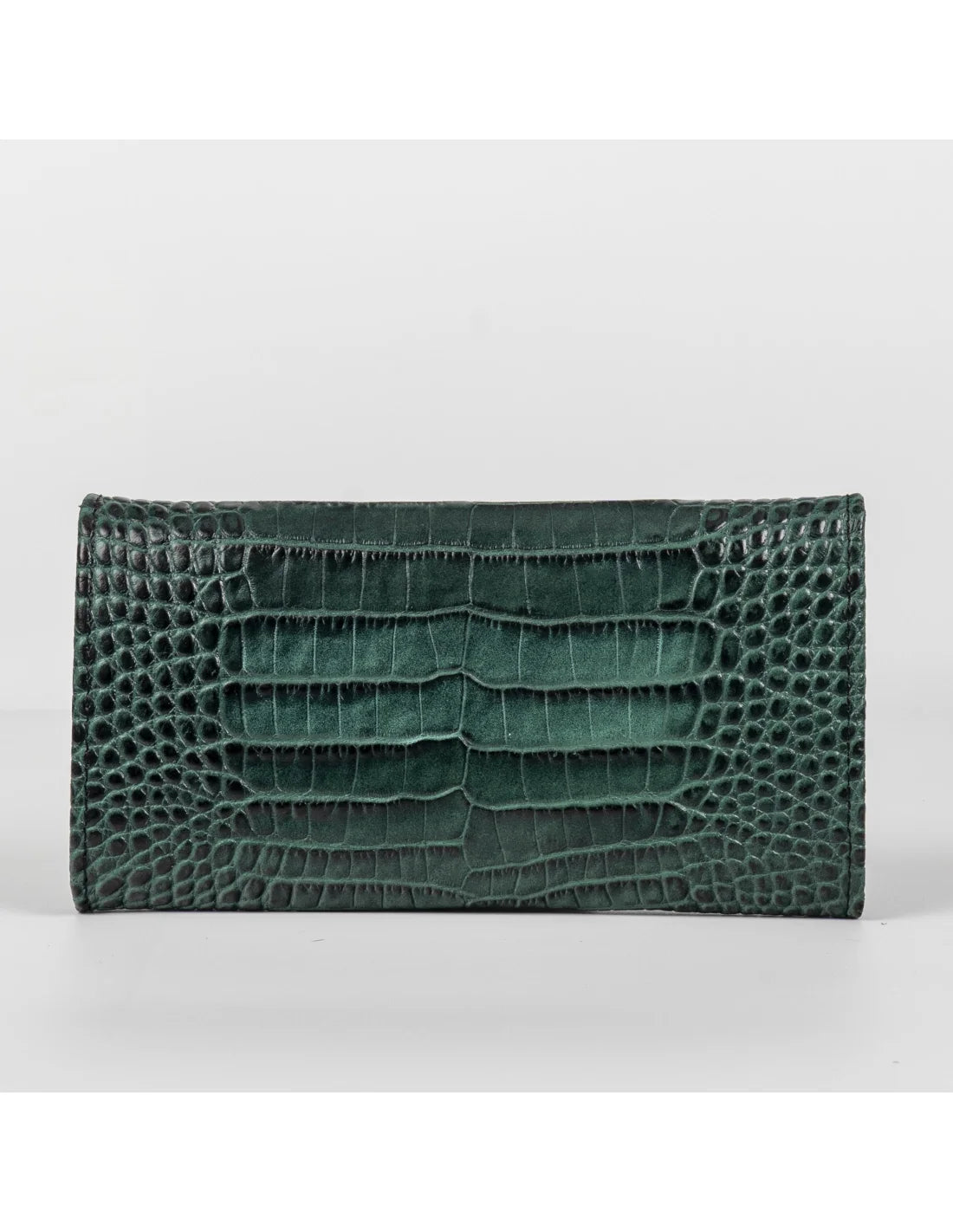 Portofel din piele naturala, verde croco