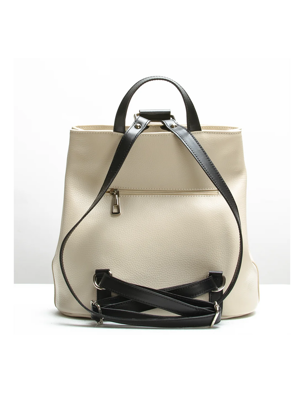 Rucsac din piele naturala, pentru dama, GOLDIE, crem, brodat